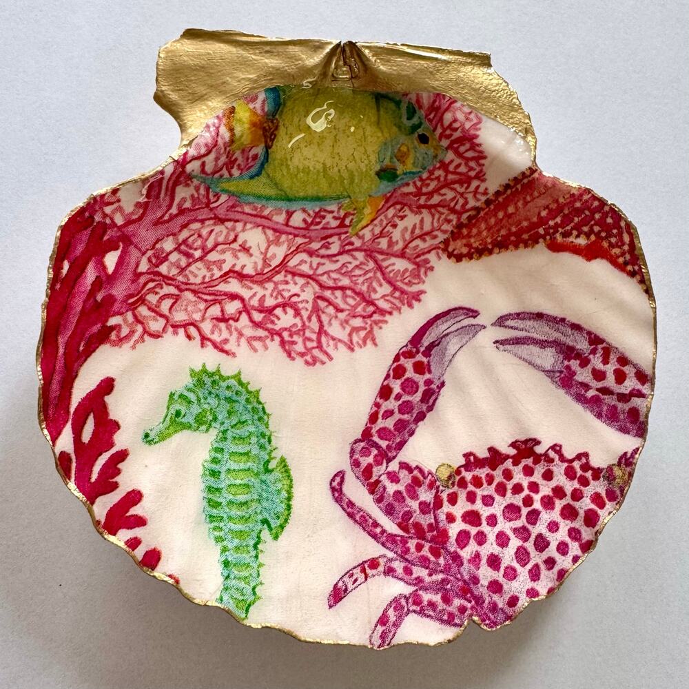 Sea Life Coral Reed Seashell Trinket Jewelry Dish - Picture 4 of 6